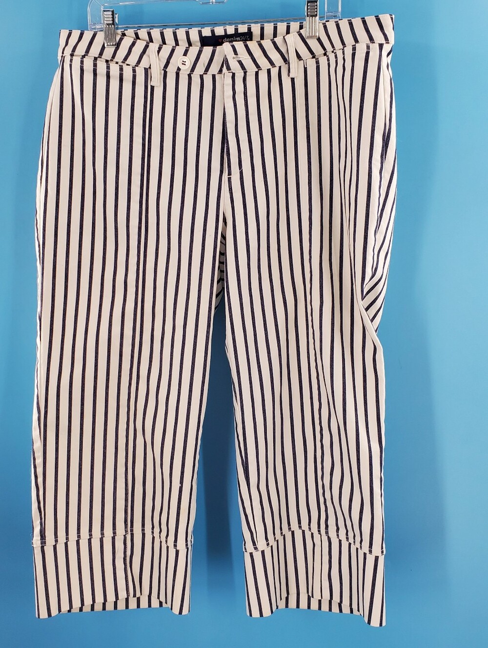 Striped wide leg crop pants 16W